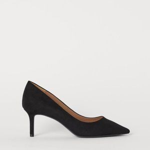 H&M Black Faux Suede Heels (3")